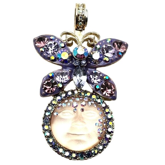 Kirks Folly Womens Crystal Magnetic Enhancer Pendant Pink Moon Butterfly - Picture 1 of 3